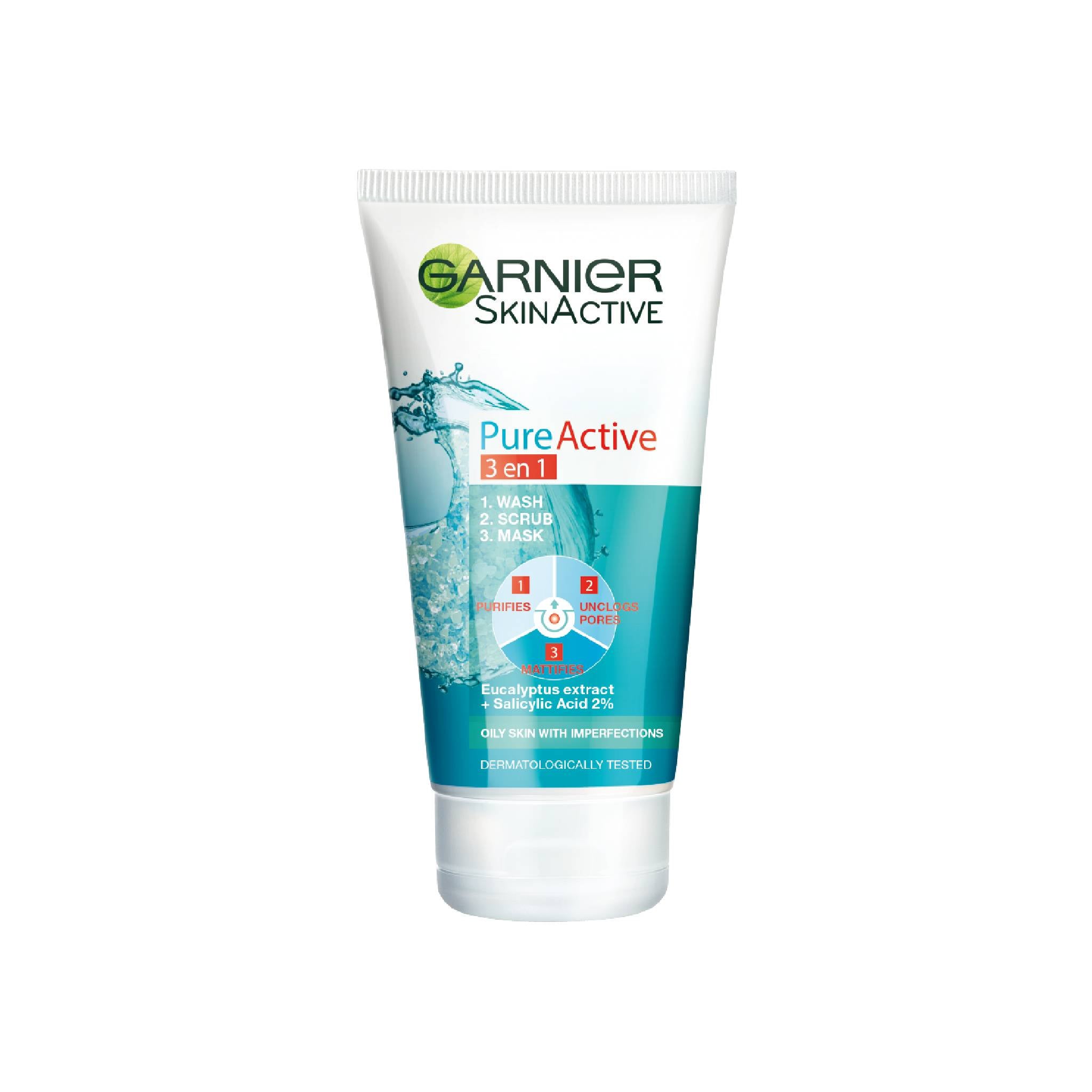 Garnier Pure Active 3 In 1 Wash, Scrub & Mask 150ml Lebanon