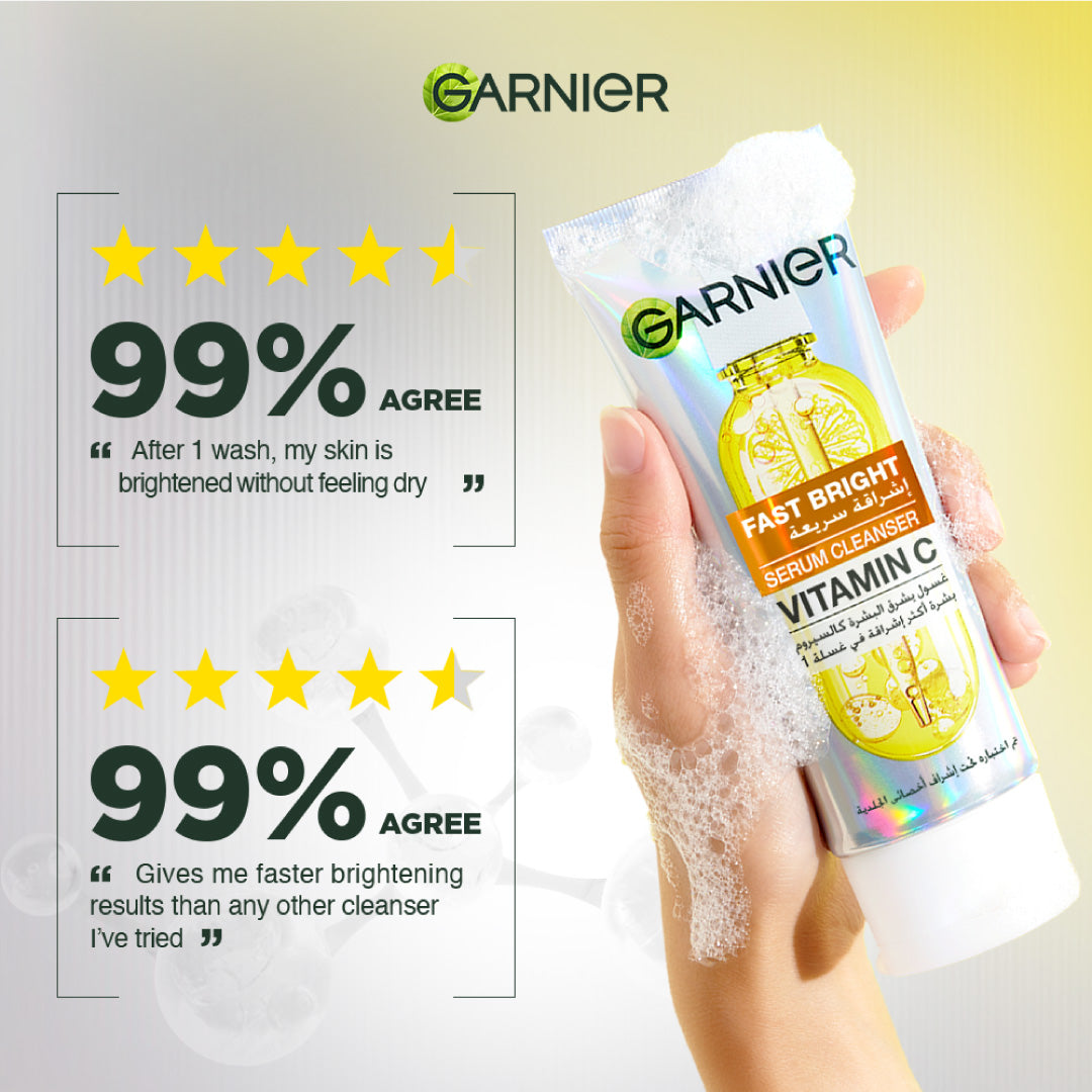 Fast Bright Serum Cleanser - Dual Action Foam Cleanser - Brightens in 1 Wash - For All Skin Types, Even Sensitive Skin