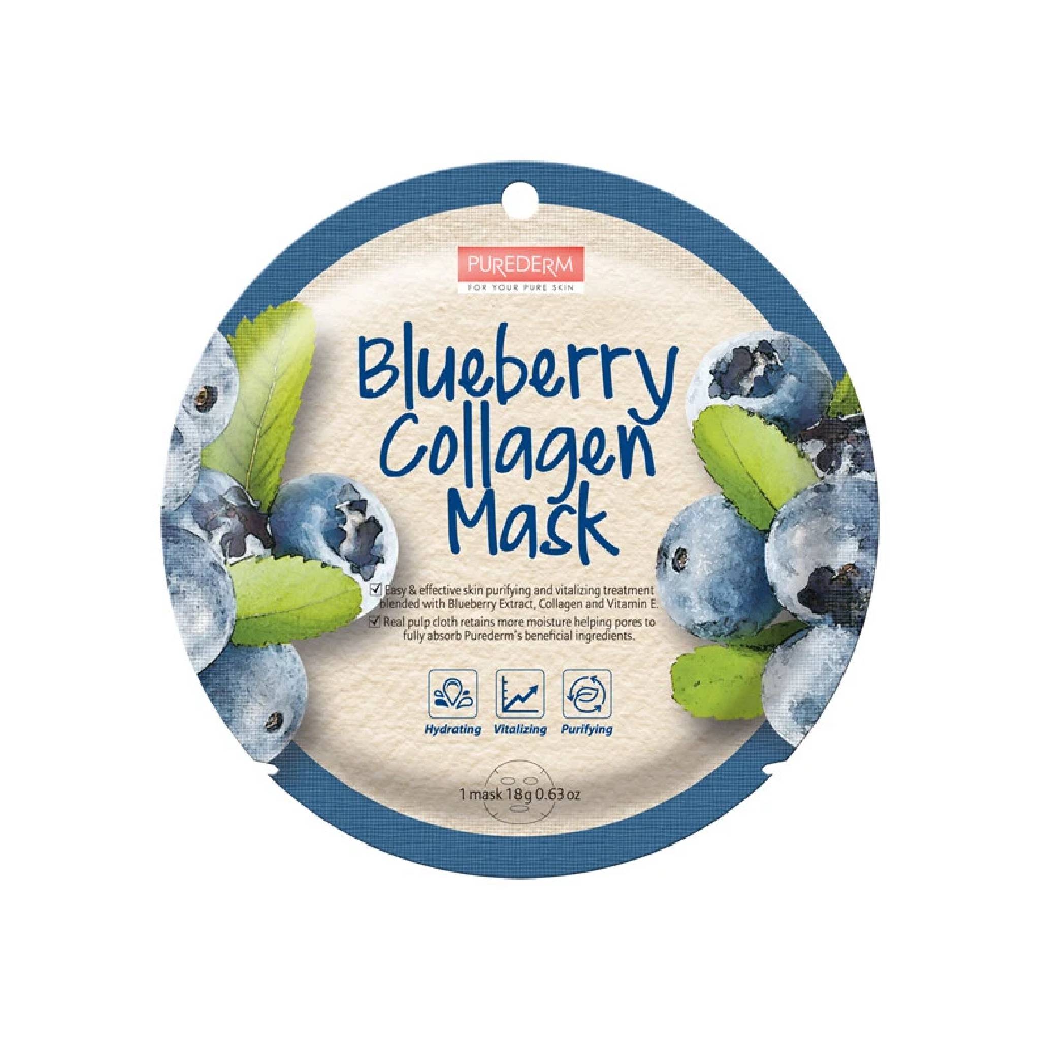 Purederm Blueberry Collagen Mask 1Mask Lebanon
