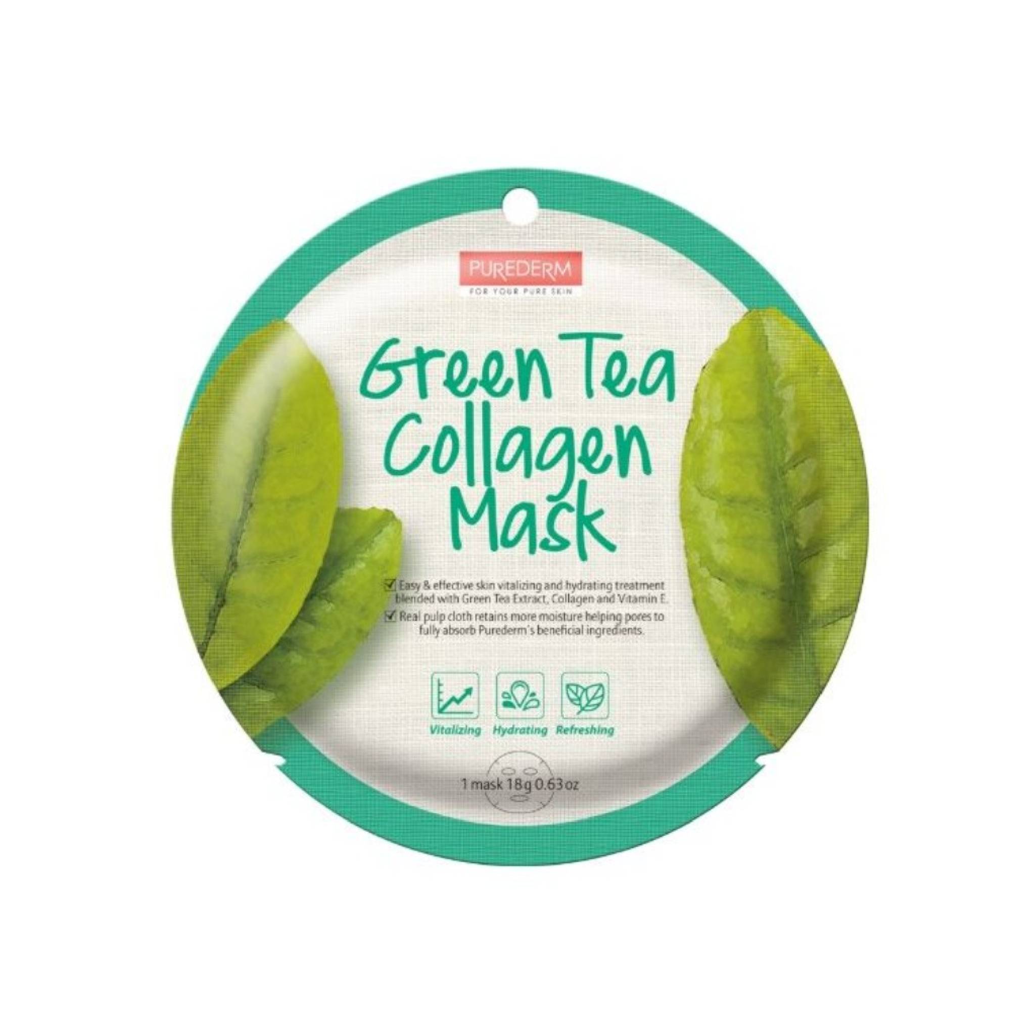 Purederm Green Tea Collagen Mask 1Mask Lebanon