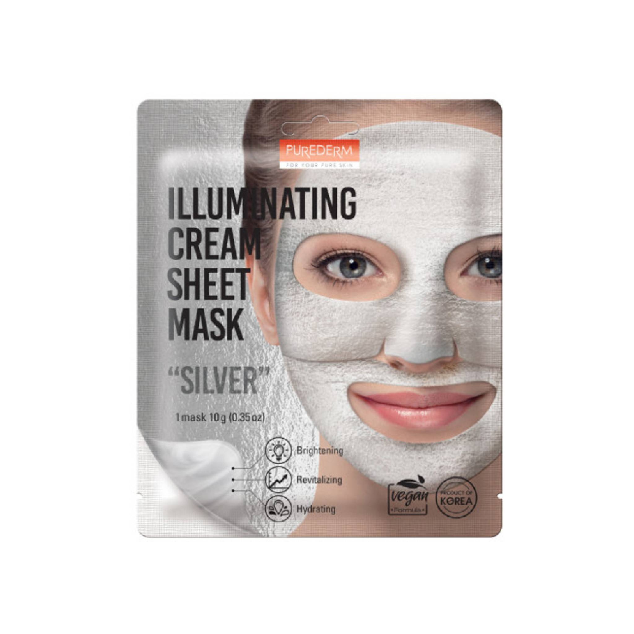Purederm Illuminating Cream Sheet Mask Silver 1Mask Lebanon