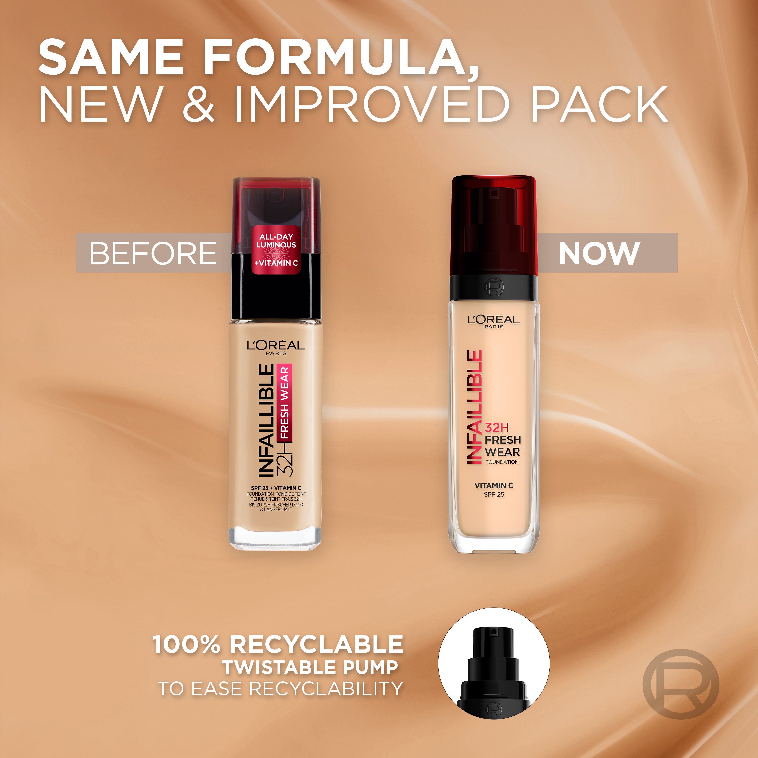 Makeup Infaillible 32H Freshwear Longwear Liquid Foundation, Vitamin C, SPF25