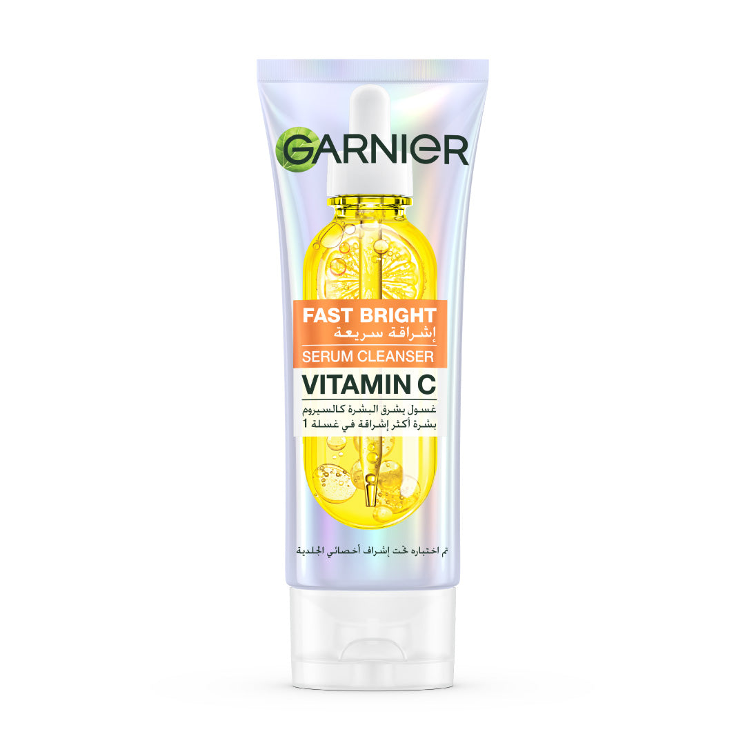 Garnier Fast Bright Serum Cleanser Dual Action Foam Cleanser Brightens in 1 Wash For All Skin Types, Even Sensitive Skin 100ml Lebanon