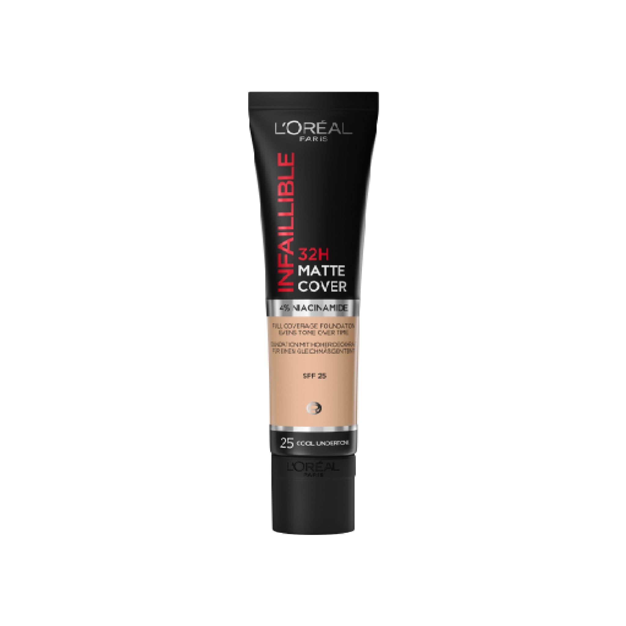 L'Oreal Paris Infaillible 32H Matte Cover Liquid Foundation, With 4% Niacinamide, Long Lasting, Natural Finish, SPF 25 12 Naturel Rose Lebanon