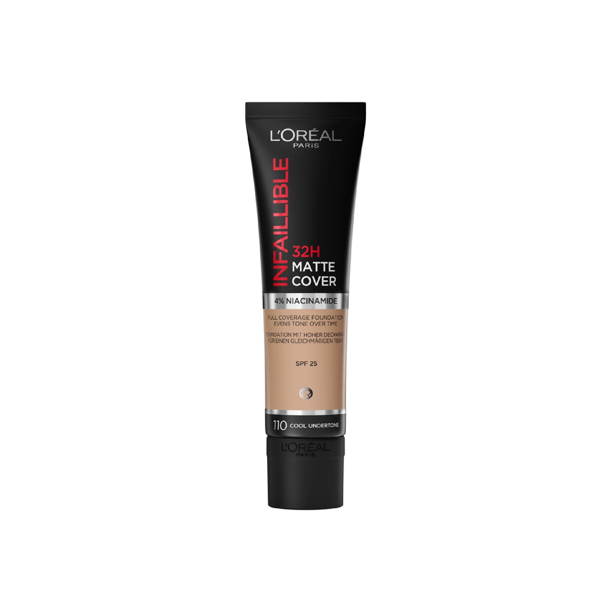 L'Oreal Paris Infaillible 32H Matte Cover Liquid Foundation, With 4% Niacinamide, Long Lasting, Natural Finish, SPF 25 25 Rose Ivory Lebanon