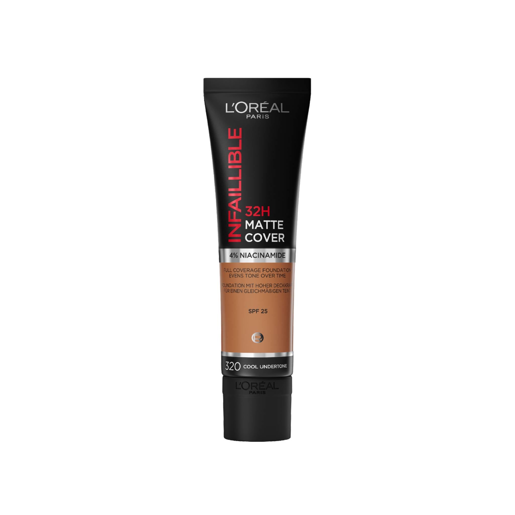 L'Oreal Paris Infaillible 32H Matte Cover Liquid Foundation, With 4% Niacinamide, Long Lasting, Natural Finish, SPF 25 300 Amber Lebanon