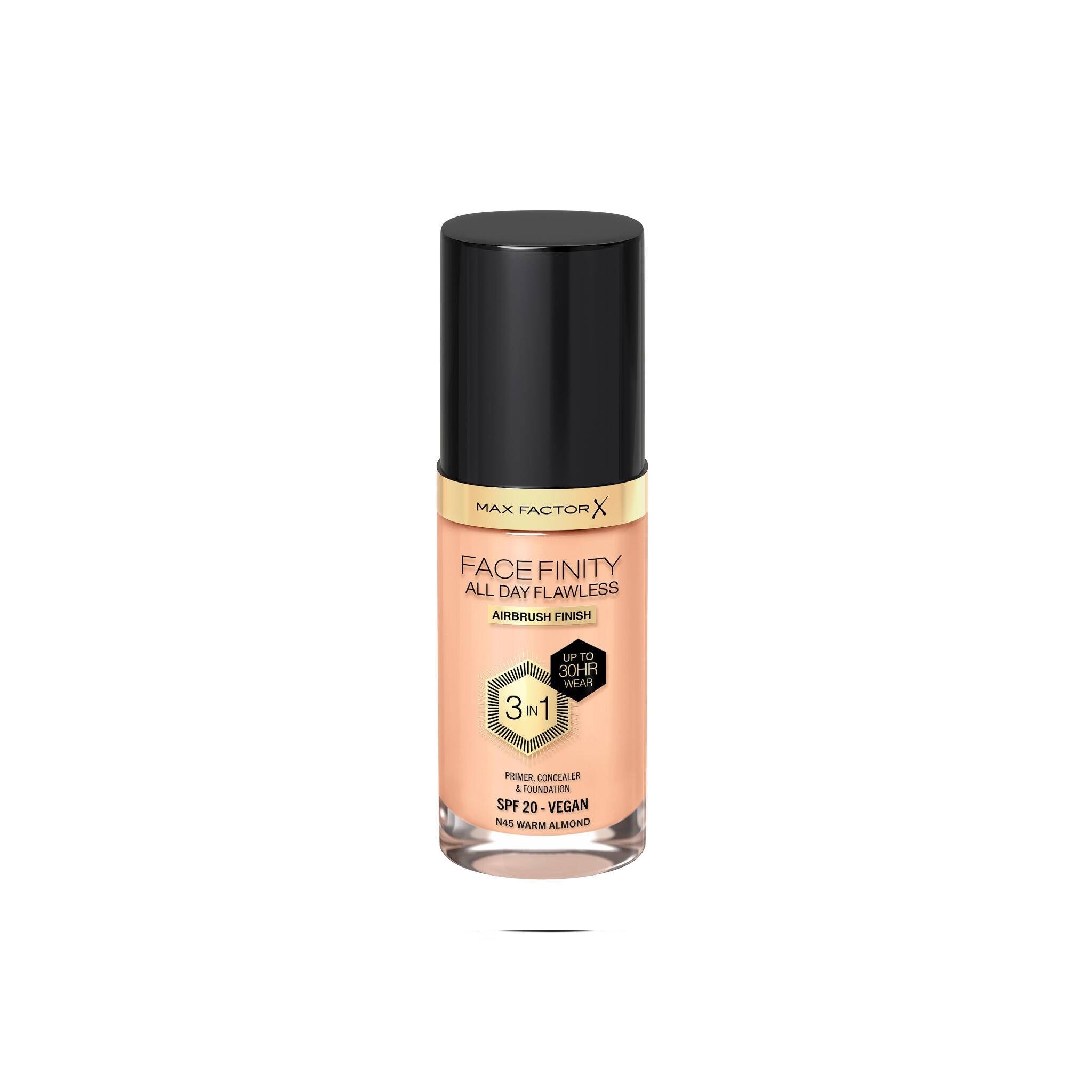 Max Factor Facefinity All Day Flawless Vegan 3 in 1 Foundation N45 Warm Almond Lebanon