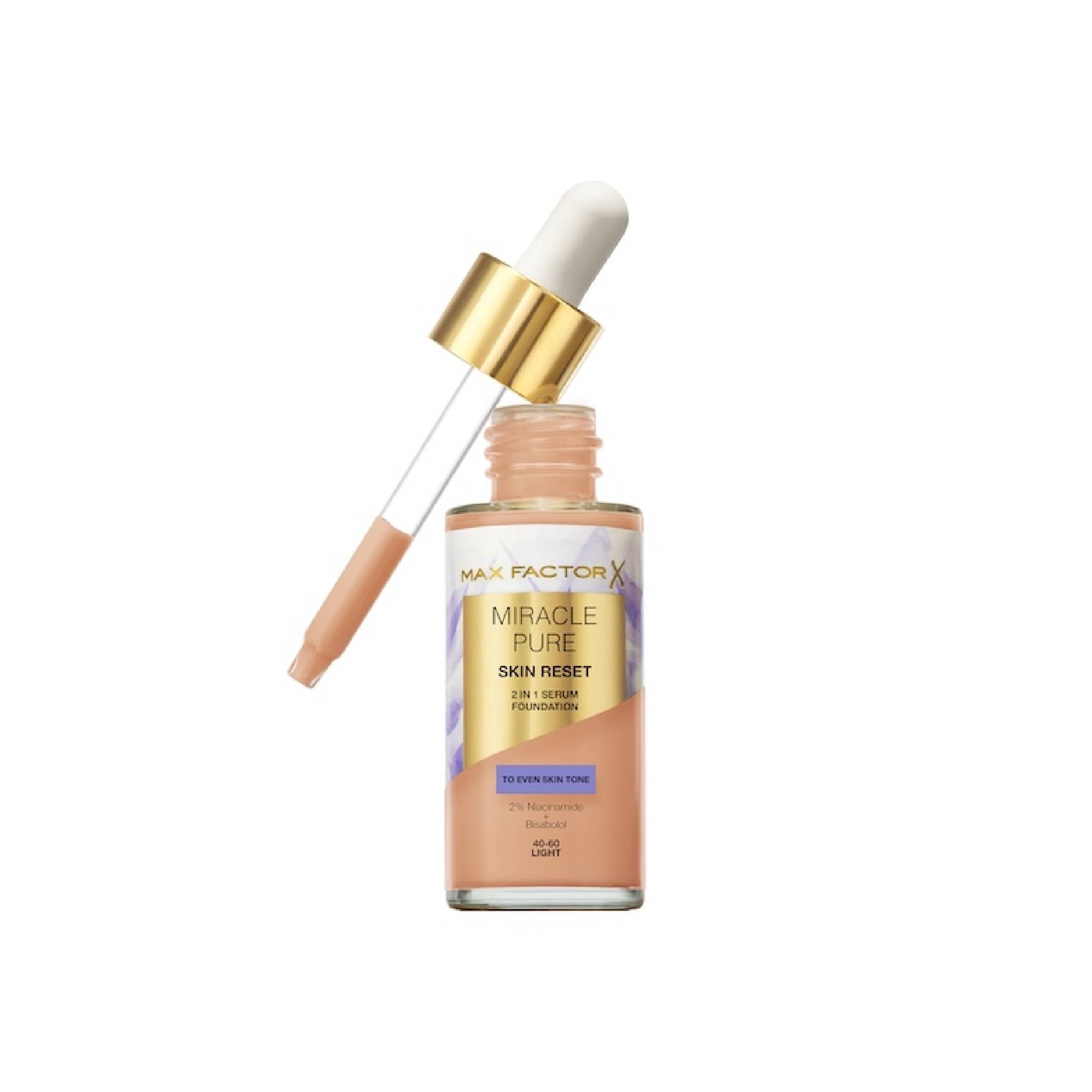 Max Factor Miracle Pure Skin Reset 2-in-1 Serum Foundation 40-60 Light Lebanon