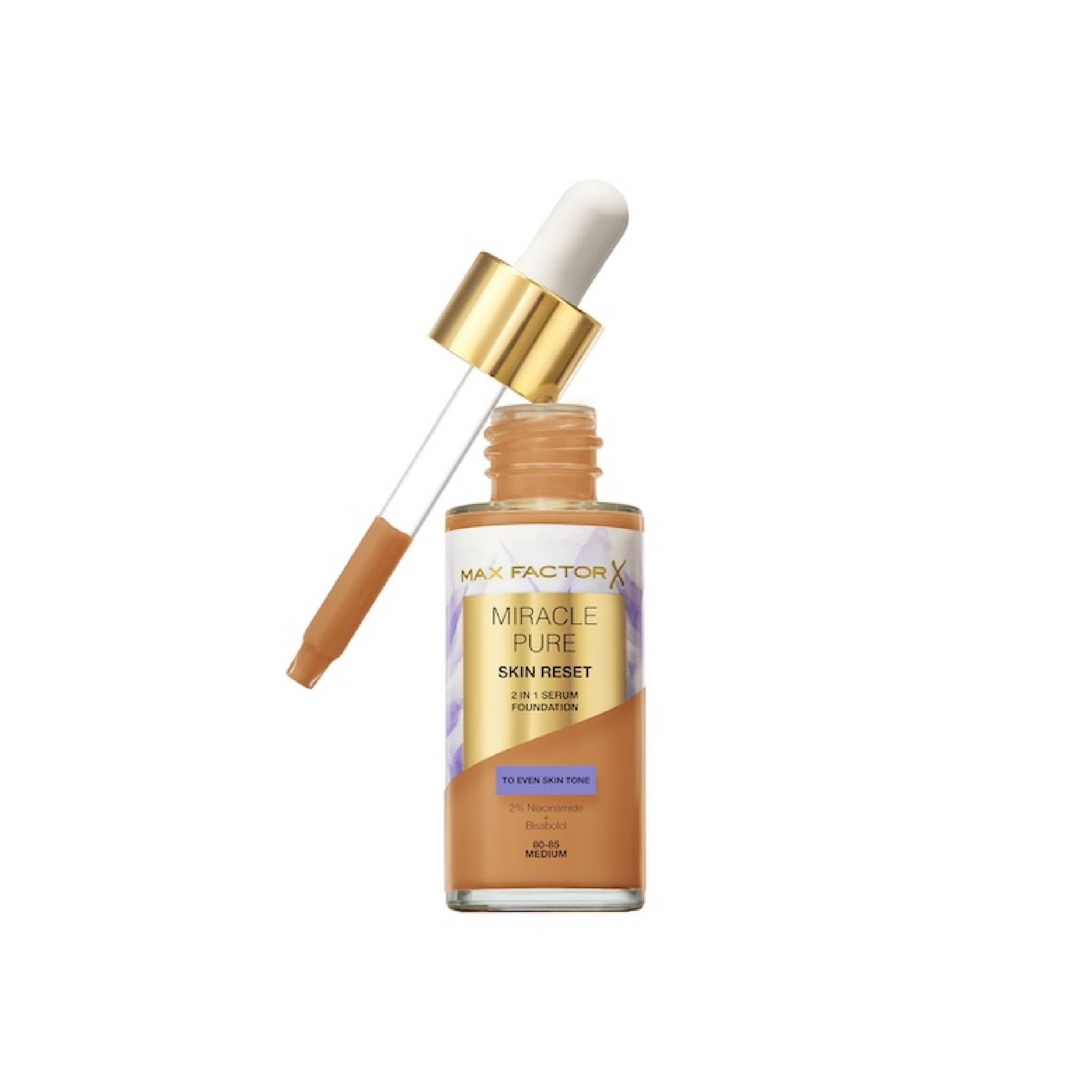 Max Factor Miracle Pure Skin Reset 2-in-1 Serum Foundation 80-85 Medium Lebanon