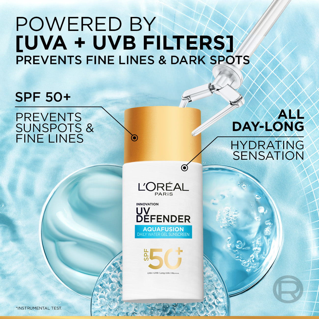 UV Defender, Aquafusion Daily Water Gel Sunscreen, SPF50+ PA++++