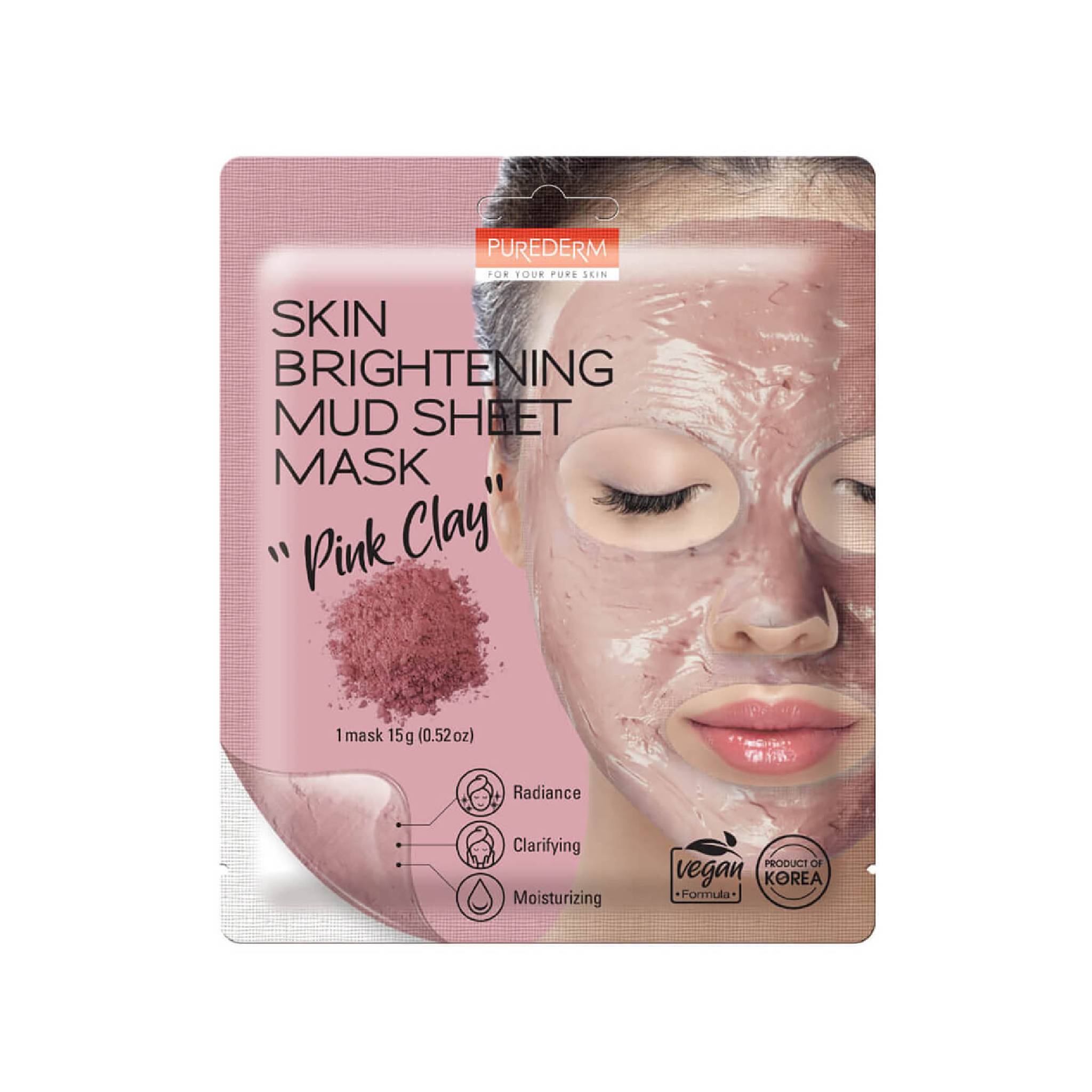 Purederm Skin Brightening Mud Sheet Mask Pink Clay 15g Lebanon