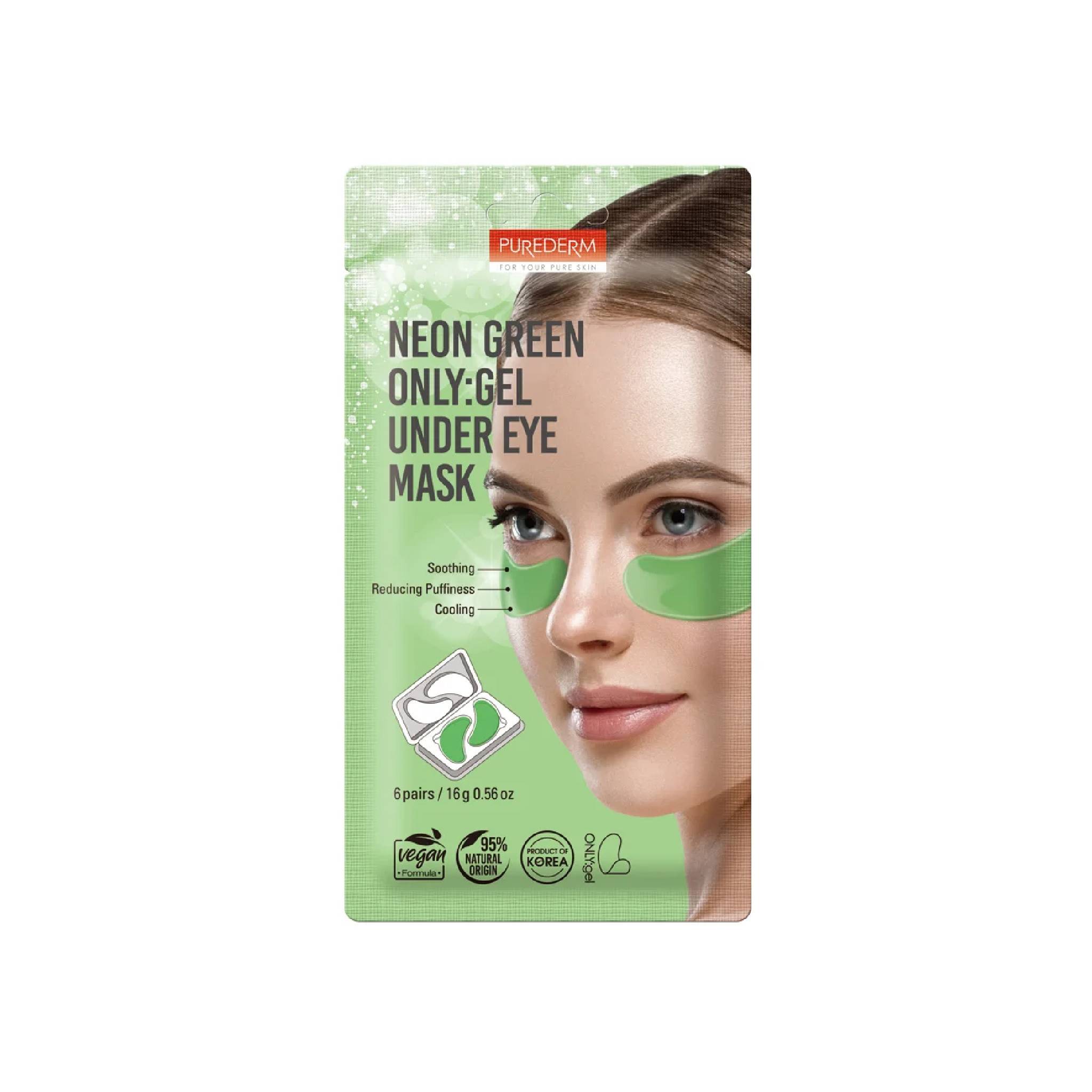 Purederm Neon Green Only Gel Under Eye Mask 6Sheets Lebanon