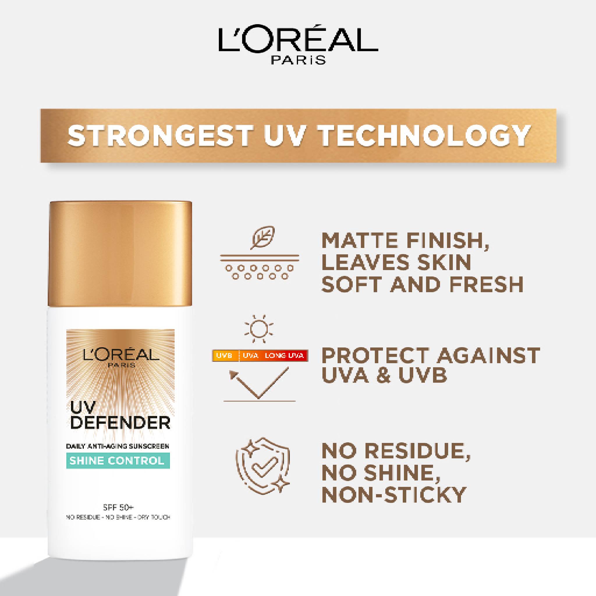 UV Defender Sunscreen SPF50+/PA++++  - Shine Control